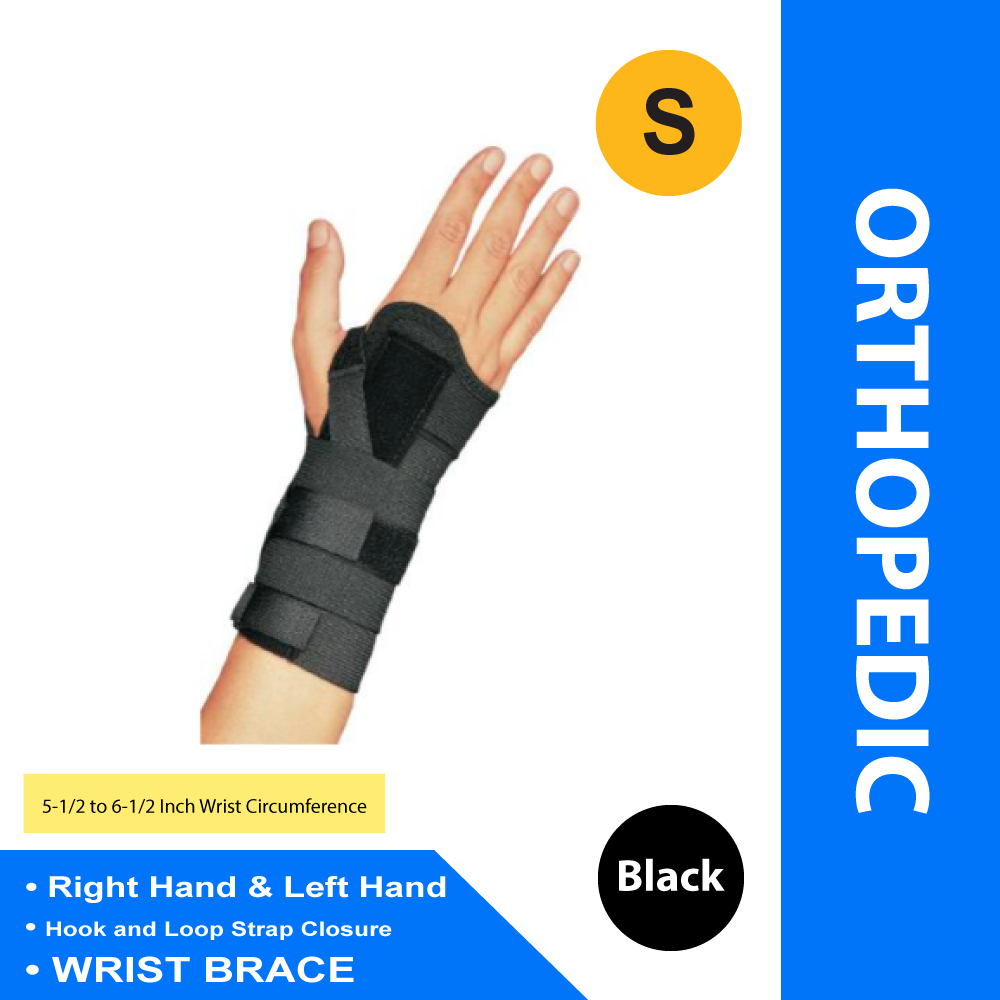 WRIST BRACE, UNIV ELAS BLK SM