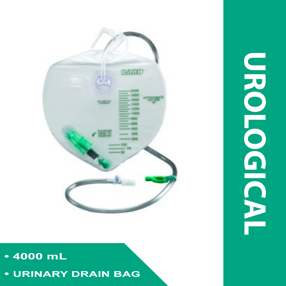 URINARY DRAIN BAG BARD® ANTI-REFLUX VALVE STERILE 4000 ML VINYL