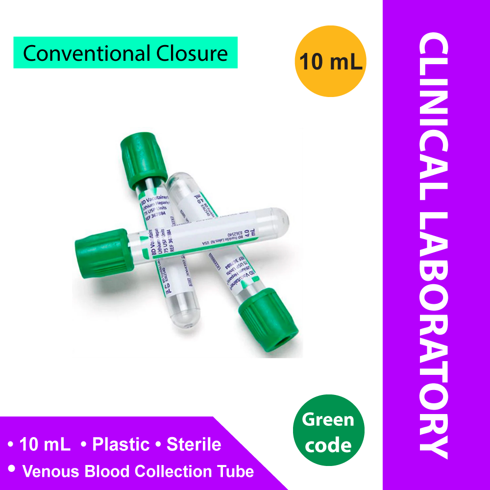 TUBE, BLD COL LIHEP GRN 10ML PLAS VACUTAINER (100/BX 10BX/CS