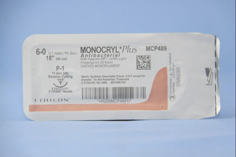 SUTURE, MONOCRYL PLUS UD 6-0 18" P-1 (12/BX)