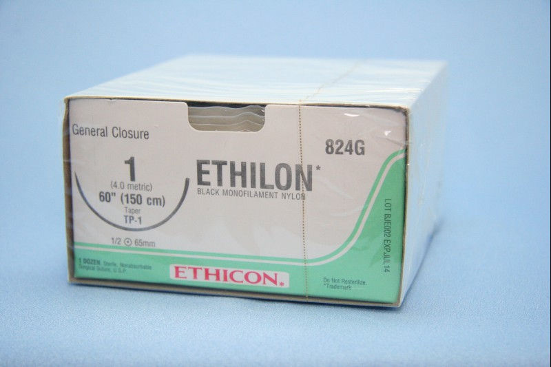 SUTURE, ETHILON BLK MONO 1 60"TP-1 (12/BX)