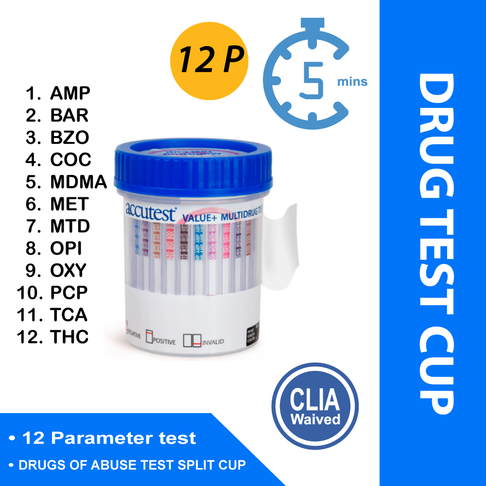 DRUG TEST, ACCUTEST 12 PANEL T-CUP (25/BX)