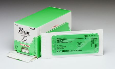 SUTURE, ETHILON BLK MONO 9-0 5"V130-3 (12/BX)