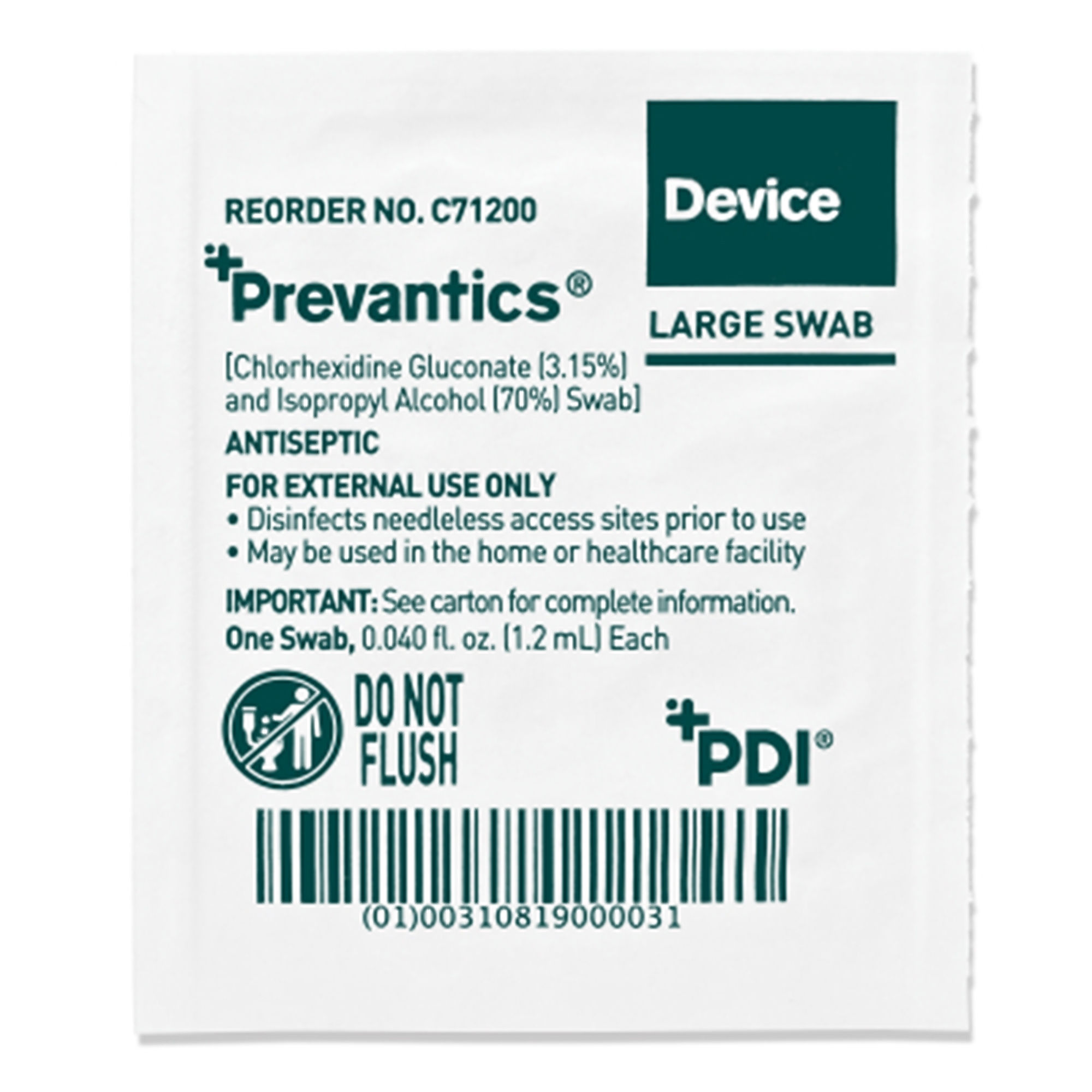 SWAB, DEVICE PREVANTICS LG 3.15%/70% CHG (150/BX 10BX/CS)