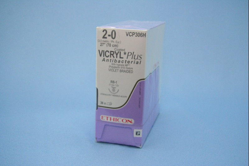 SUTURE, VICRYL+ ANTIBAC VIO BR2-0 27" RB-1(36/BX)