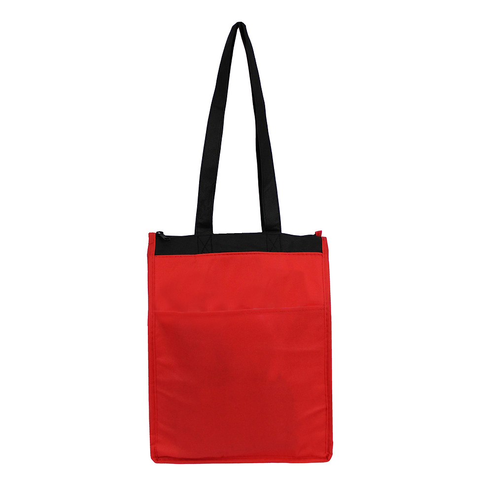 Non-Woven Insulated Zipper Cooler Tote Bag - Red-Black