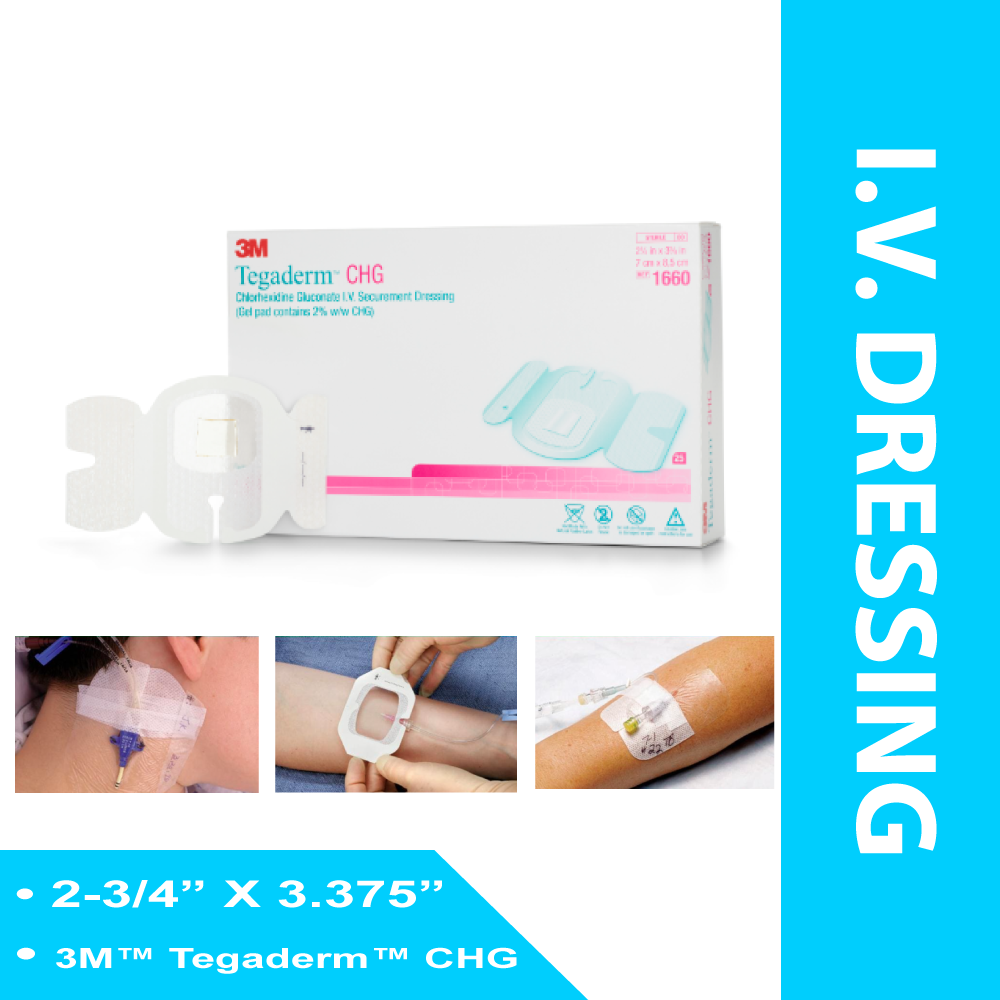 I.V. DRESSING WITH CHG 3M™ TEGADERM™ CHG / FILM 2-3/4 X 3.375 INCH STERILE