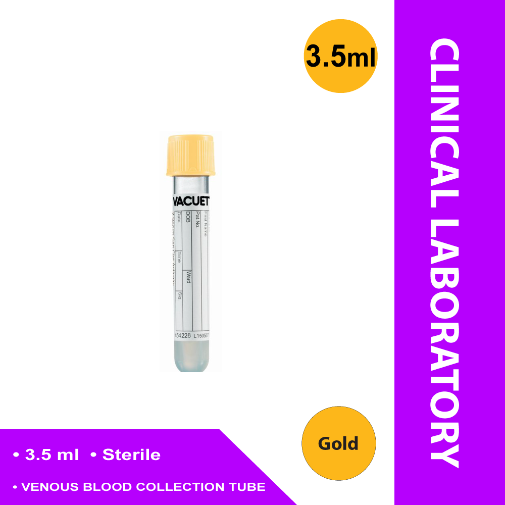 TUBE, BLD COL CLOT/SEP GLD 4MLPET VACUETTE (50/BX 24BX/CS)