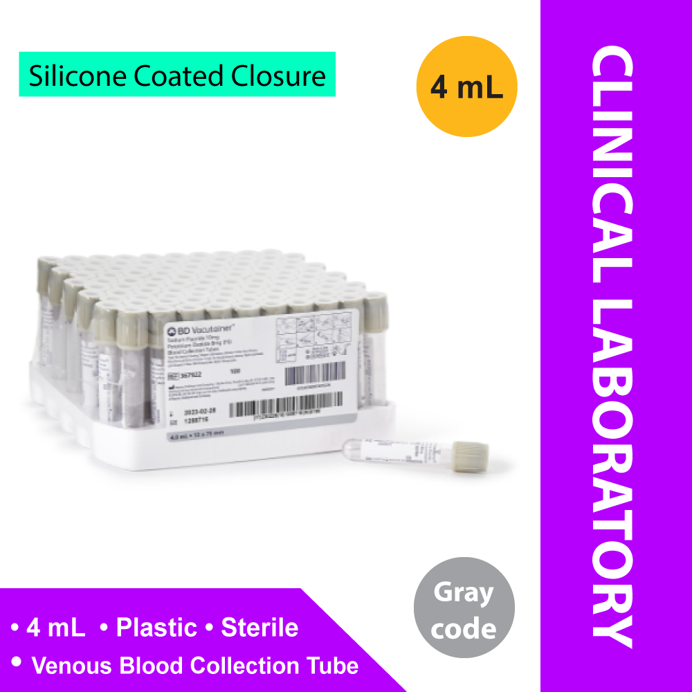 TUBE, BLD COL SODFL GRY 4ML PLAS VACUTAINER (100/BX 10BX/CS)