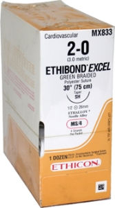 SUTURE, ETHBND GRN BR 2-0 30" SH MB833 (12/BX)