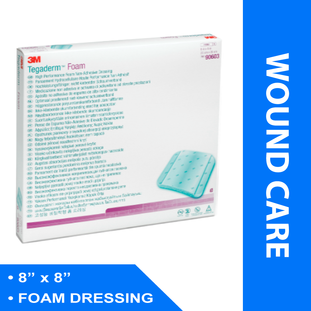 FOAM DRESSING 3M™ HIGH PERFORM 8 X 8" WITHOUT BORDER FILM NONADHESIVE SQUARE ST