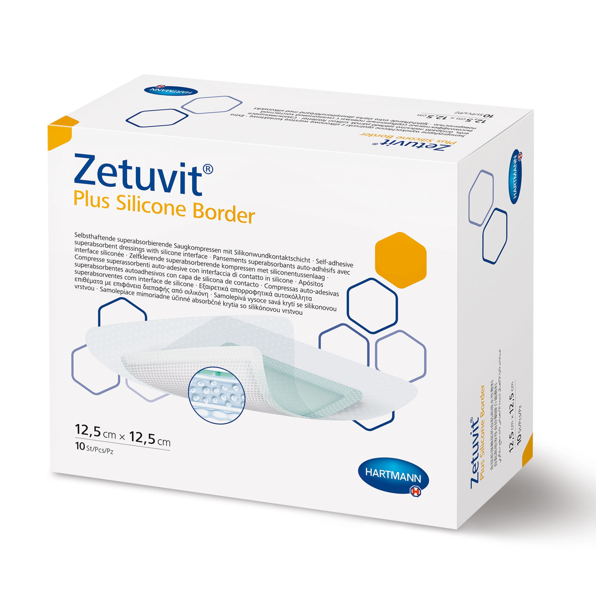 DRESSING, SUPER ABSRB SIL BRDRZETUVIT PLUS 6"X10" (10/BX)