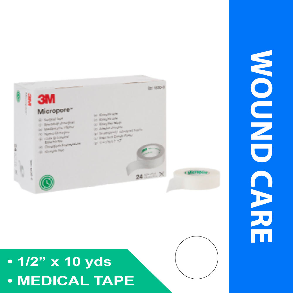 MEDICAL TAPE 3M™ MICROPORE™ WHITE 1/2 INCH X 10 YARD PAPER NONSTERILE