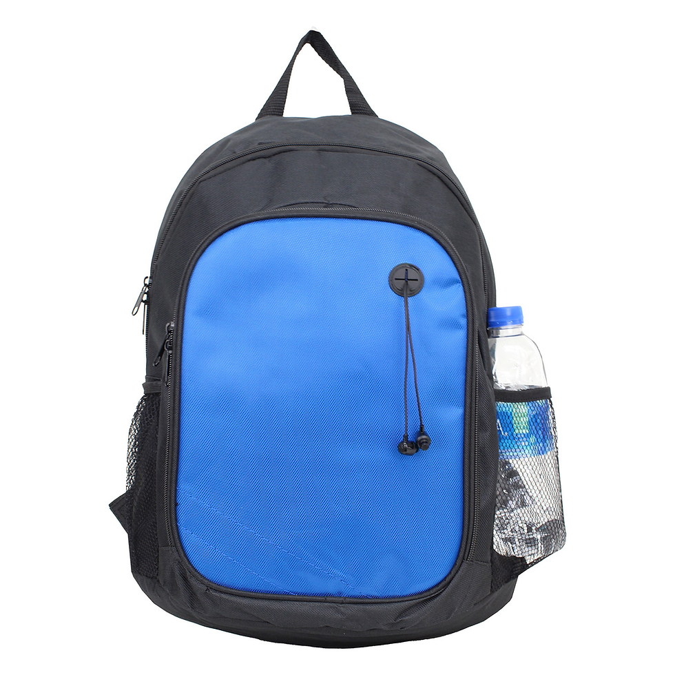 Thumbnail: 18" 600D Polyester Computer Backpack - Black-Royal Blue