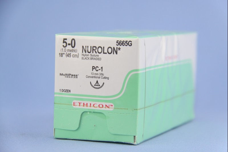 SUTURE, NUROLON BLK BR 5-0 18"PC-1 (12/BX)