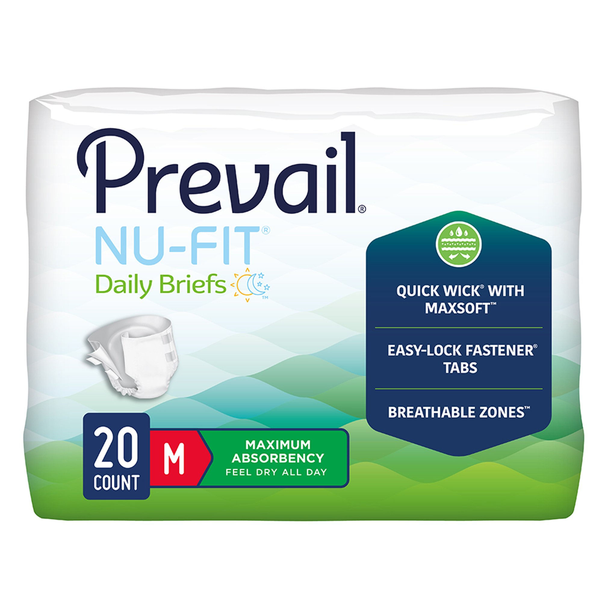 BRIEF, PREVAIL NUFIT MAX ABSRBADLT MED (20/BG 4BG/CS)