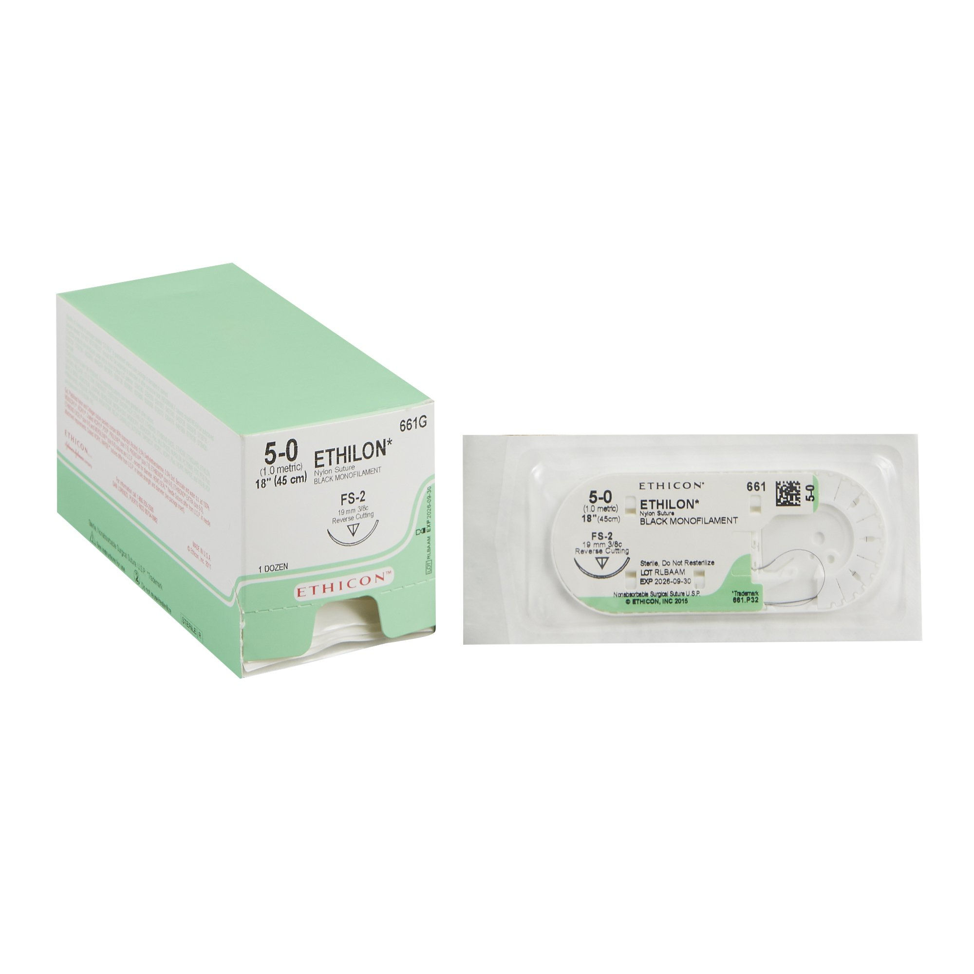 SUTURE, ETHILON BLK MONO 5-0 18" FS-2 (12/BX)