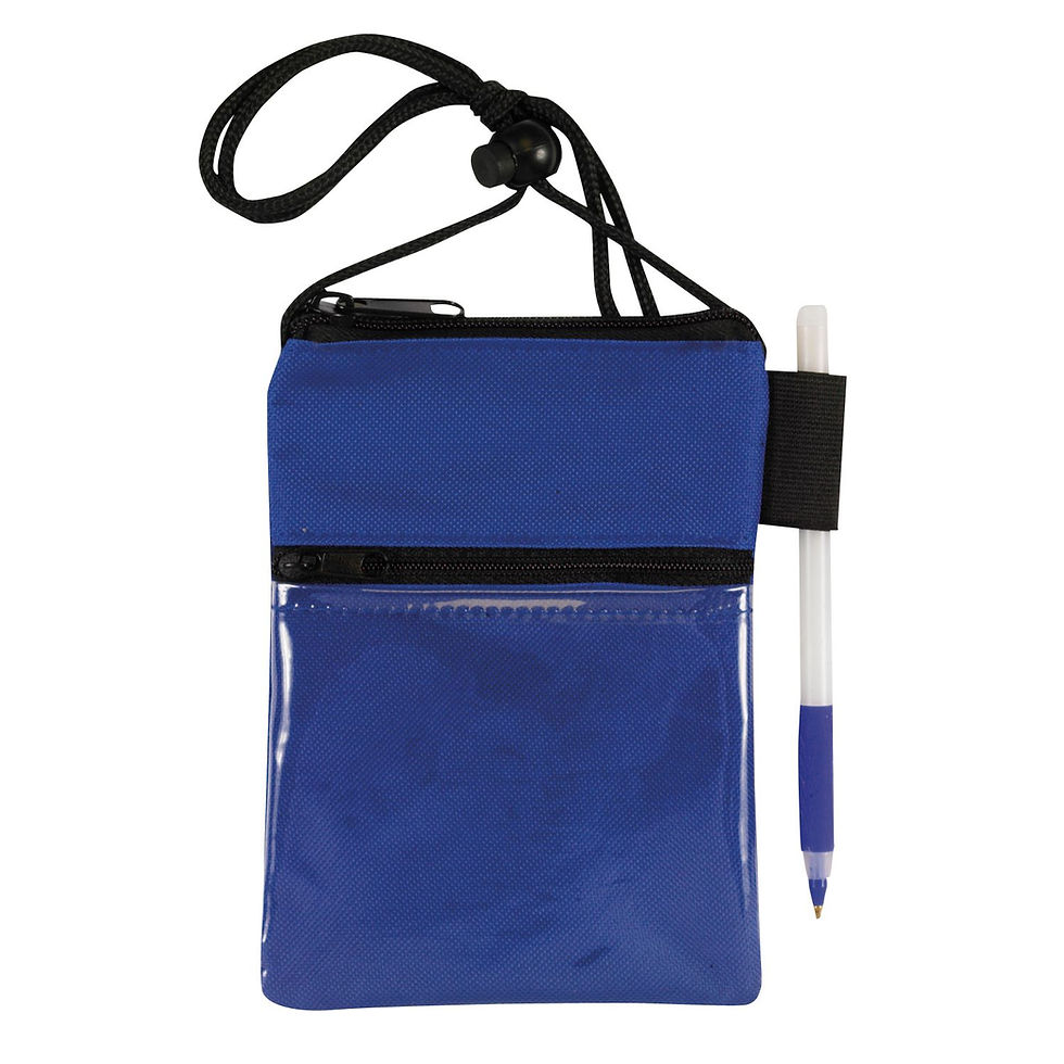 Thumbnail: 600D Polyester Zipper Sport Badge Holder - Royal Blue-Black
