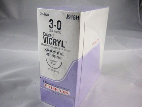 SUTURE, VICRYL UD BR CT 3-0 3 6" V34 (36/BX)