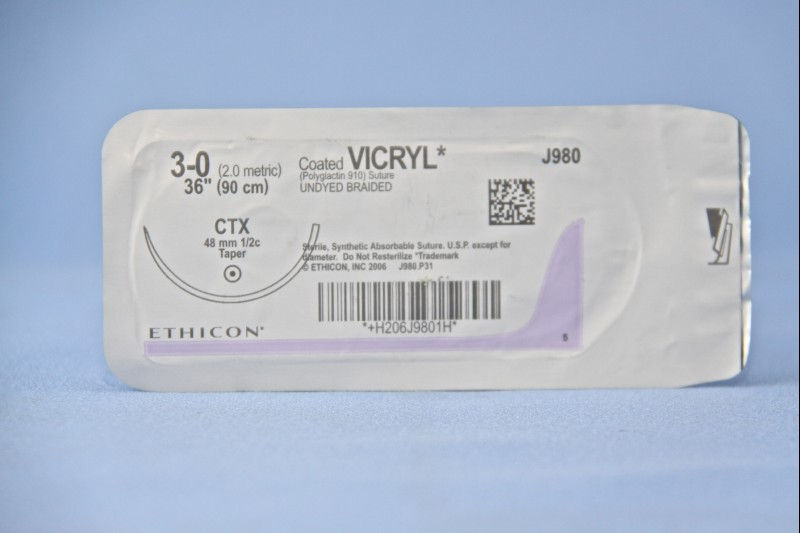 SUTURE, VICRYL UD BR CT 3-0 3 6" CTX (36/BX)