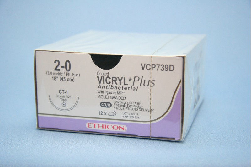 SUTURE, VICRYL+ VIO BR 2-0 8X18" CT-1 (12/BX)