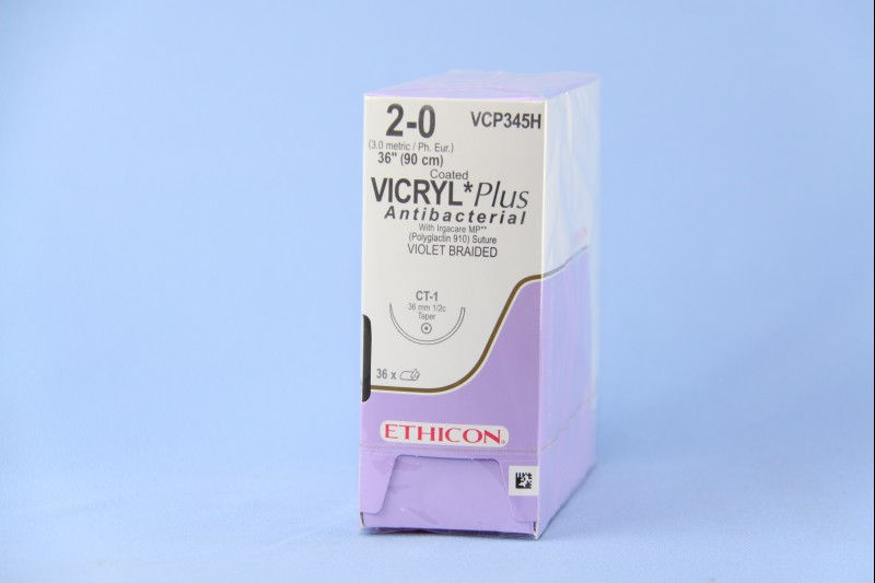 SUTURE, VICRYL+ ANTIBAC VIO BR2-0 36" CT-1(36/BX)