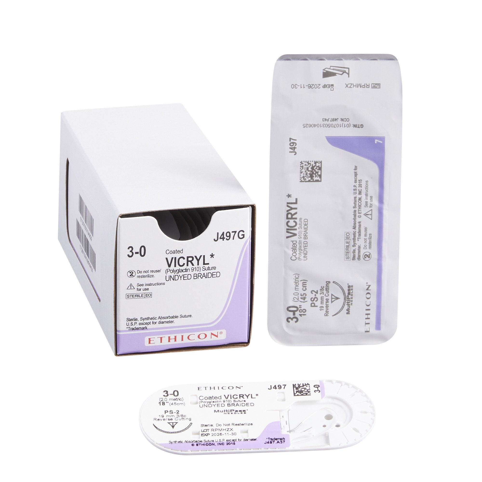 SUTURE, VICRYL UD BR CT 3-0 1 8" PS2 (12/BX)