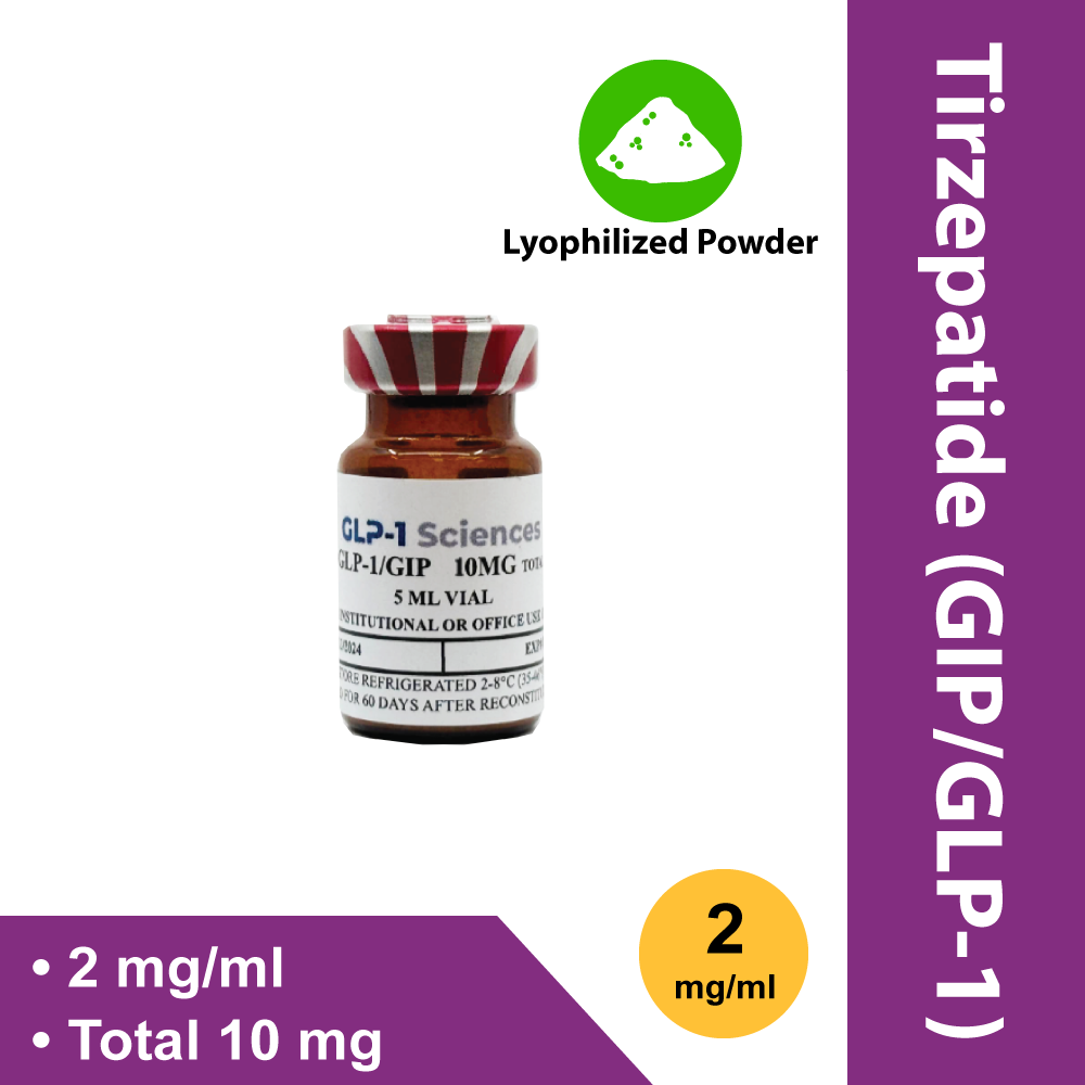Tirzepatide (GIP/GLP-1) 2 mg/ml, 5ml vial total 10mg/vial 10 vial Powder