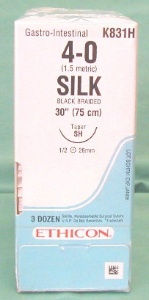 SUTURE, SILK BLK BR 4-0 18" PS-4 (12/BX)