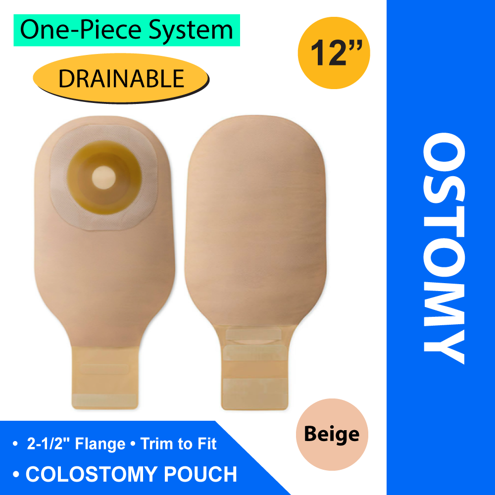 POUCH, DRN OST 1PC FLAT FLX BARR CTF BGE 2 1/2" (10/BX)
