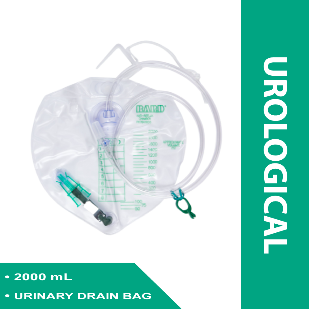 URINARY DRAIN BAG BARD® ANTI-REFLUX VALVE STERILE 2000 ML VINYL
