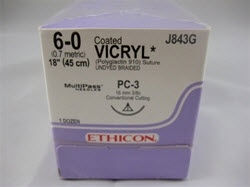 SUTURE, VICRYL UD BR CT 6-0 1 8" PC3 (12/BX)