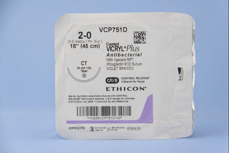 SUTURE, VICRL+ ANTIBAC VIO BR 2-0 18" CT (12/BX)