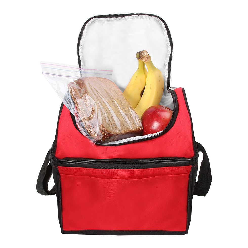 600D Polyester Insulated Dual Pocket Cooler Bag - Red Open