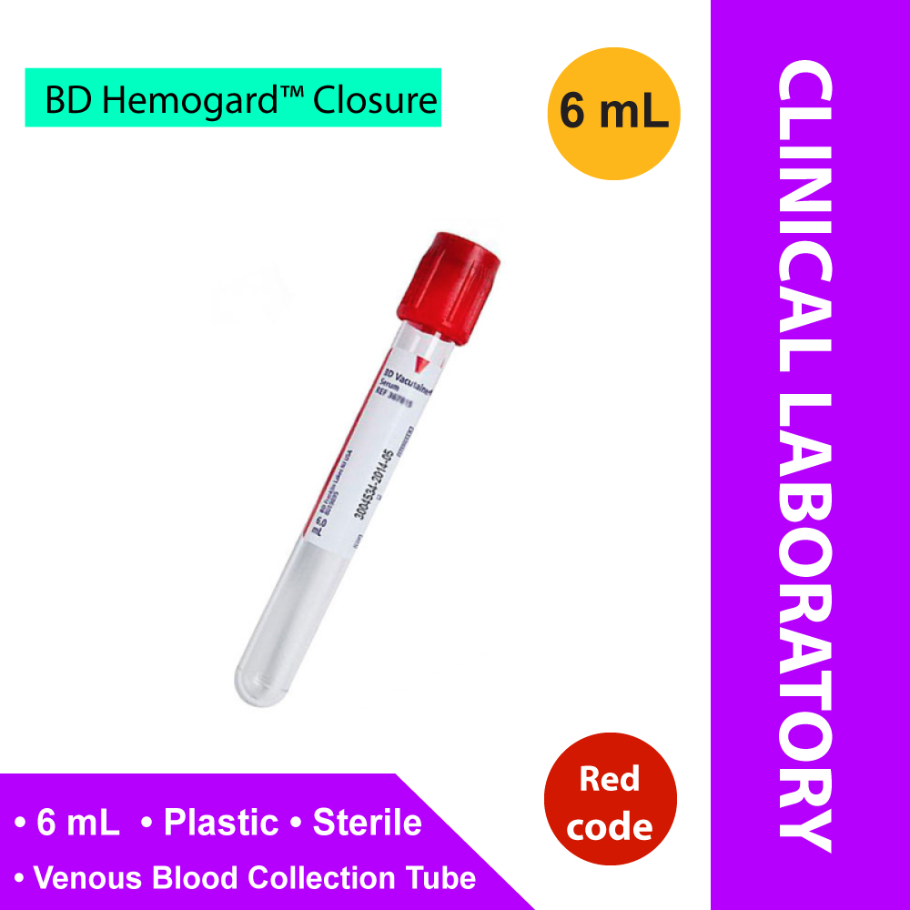 TUBE, BLD COL CLOT RED 6ML PLAS VACUTAINER (100/BX 10BX/CS)