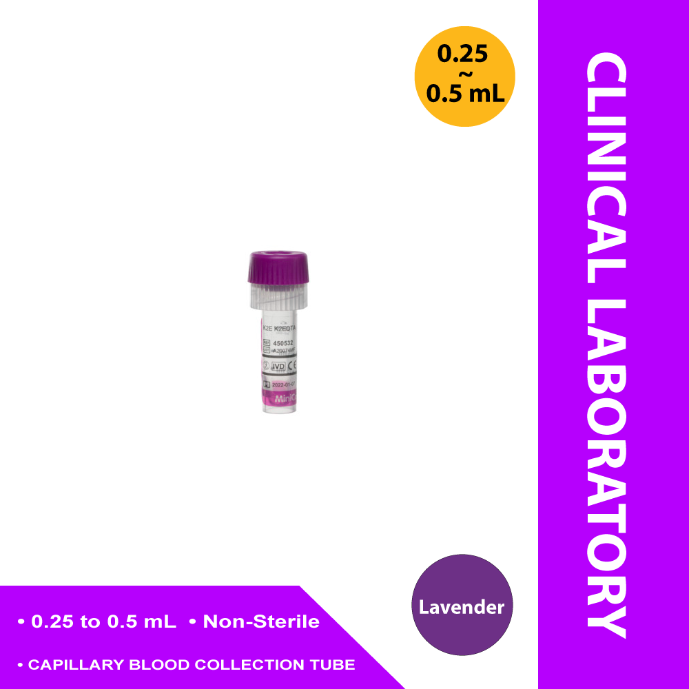 TUBE, CAPILLARY K2EDTA LAV 0.25/0.5ML POLY MINICOLLECT (50/P
