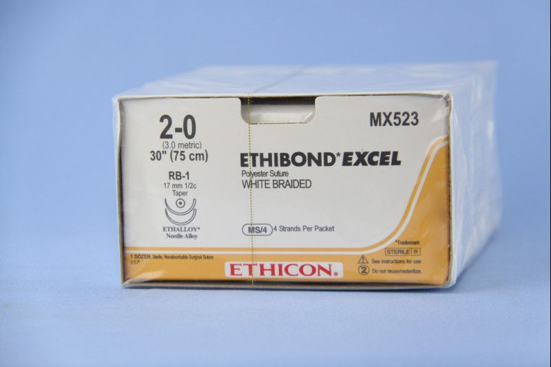 SUTURE, ETHBND WHT BR 2-0 30" RB-1 MB523(12/BX)