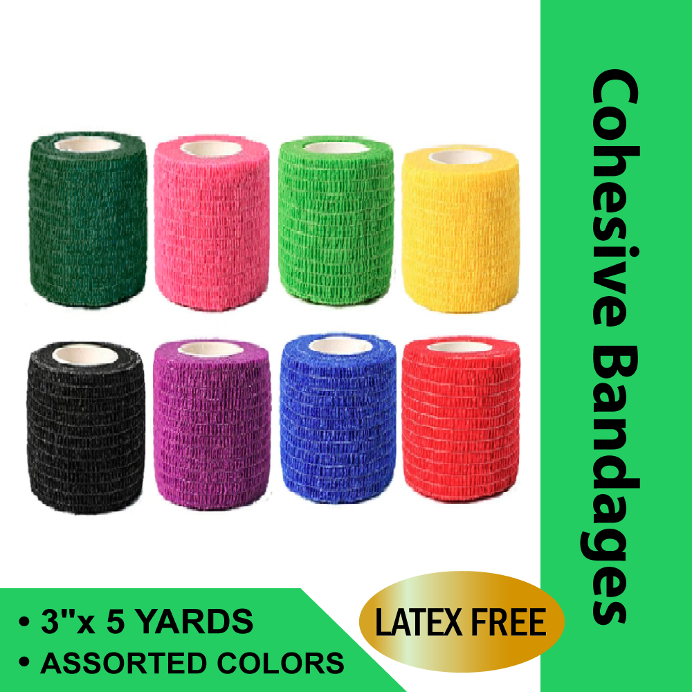 CO-EASE COHESIVE BANDAGE 3"X5 YDS. MULTI-COLOR LATEX FREE