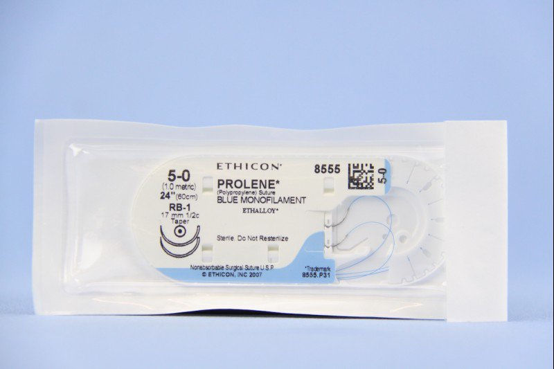 SUTURE, PROLENE BLU MONO 5-0 24" RB-1 (36/BX)