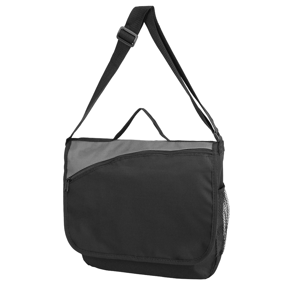 Thumbnail: 600D Polyester All Purpose Messenger Bag - Angled Black