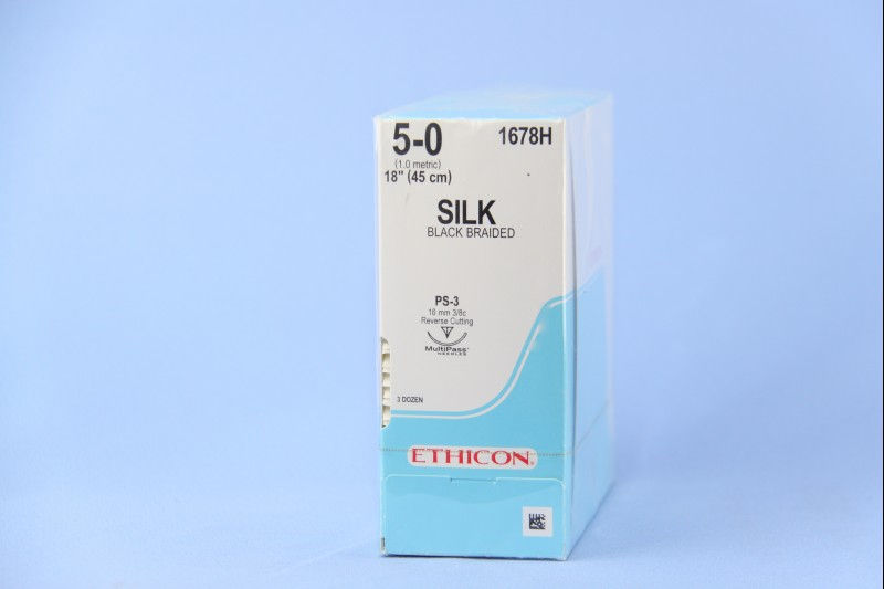 SUTURE, SILK BLK BR 5-0 18" PS-3 (36/BX)
