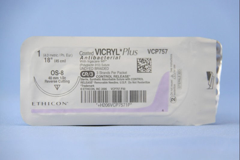 SUTURE, VICRYL+CTD ANTIBAC 1 OS-8 (24/BX)