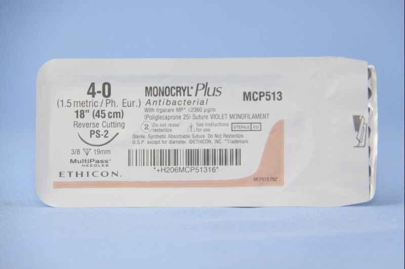 SUTURE, MONOCRYL PLUS VIO 4-0 18" PS-2 (12/BX)