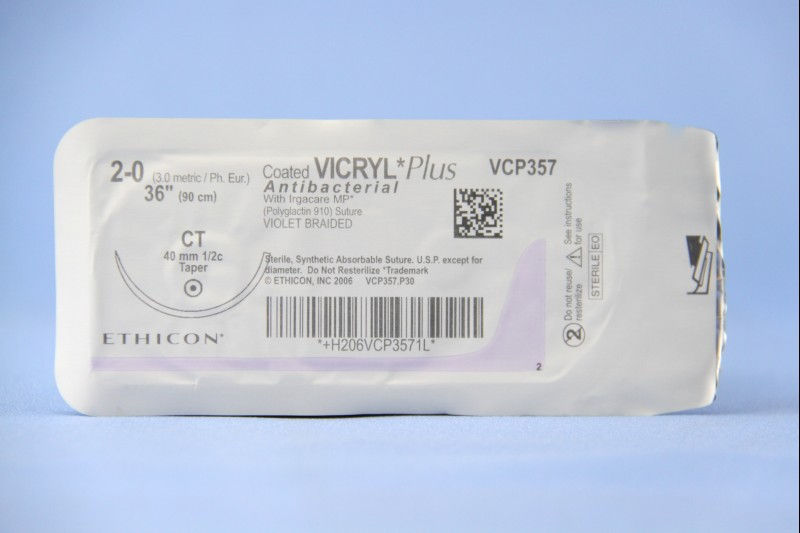 SUTURE, VICRYL+ ANTIBAC VIO BR2-0 36" CT (36/BX)