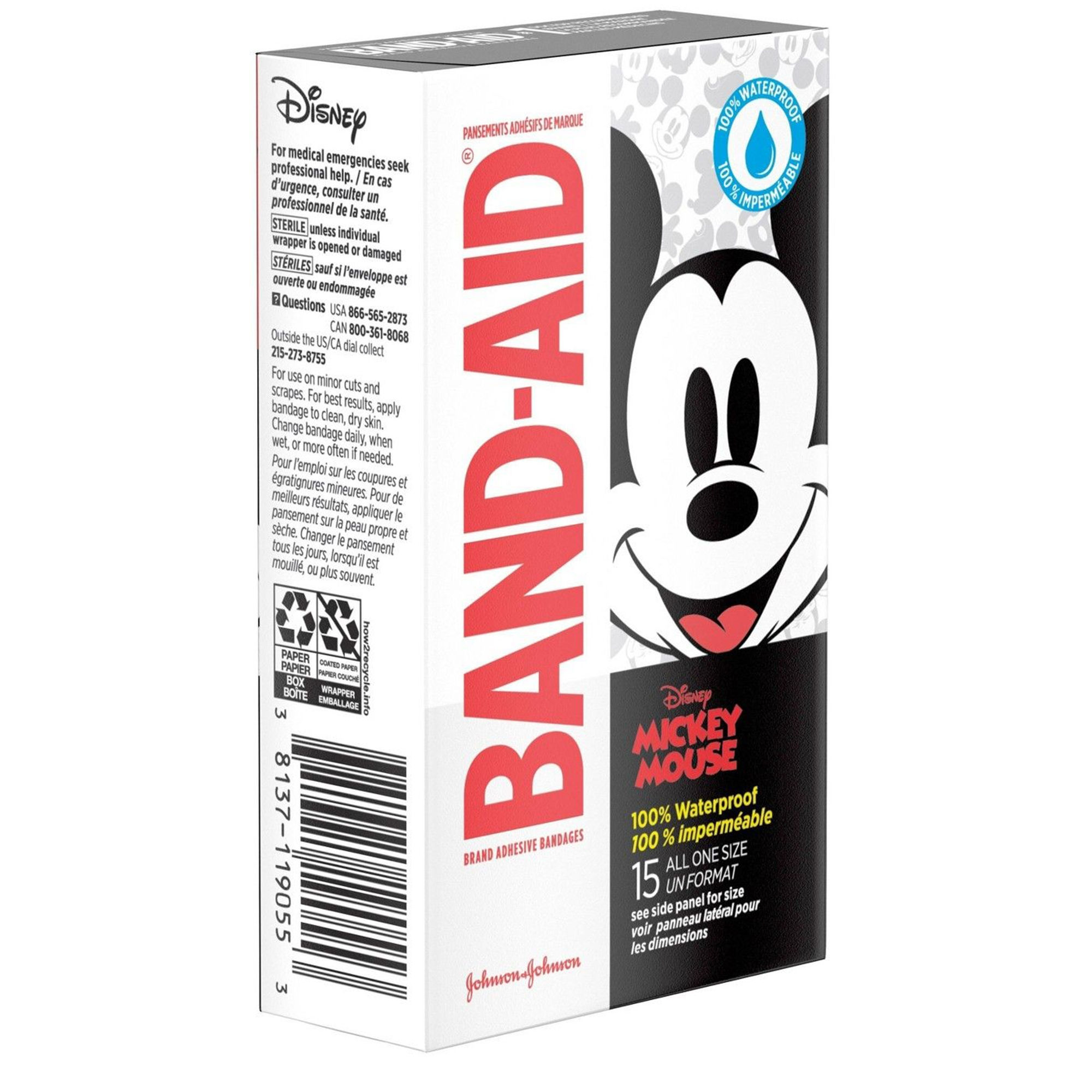 BAND-AID, ADHSV MICKEY WATERPROOF (15/CT)