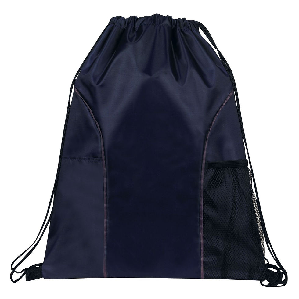 Thumbnail: 210D Polyester Dual Pocket Drawstring Bag - Navy Blue