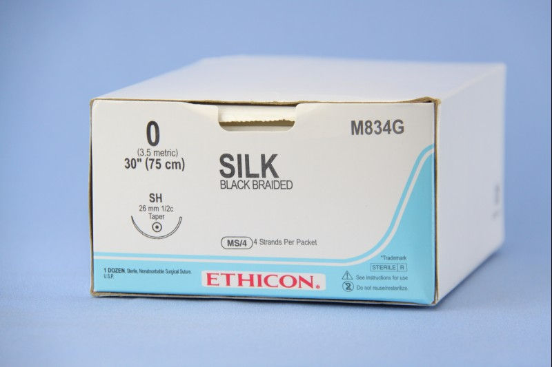 SUTURE, SILK BLK BR 0 30" SH (12/BX)