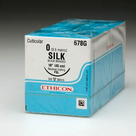 SUTURE, SILK BR BLK 3-0 30" SAFETY TRAY SH (12/BX)