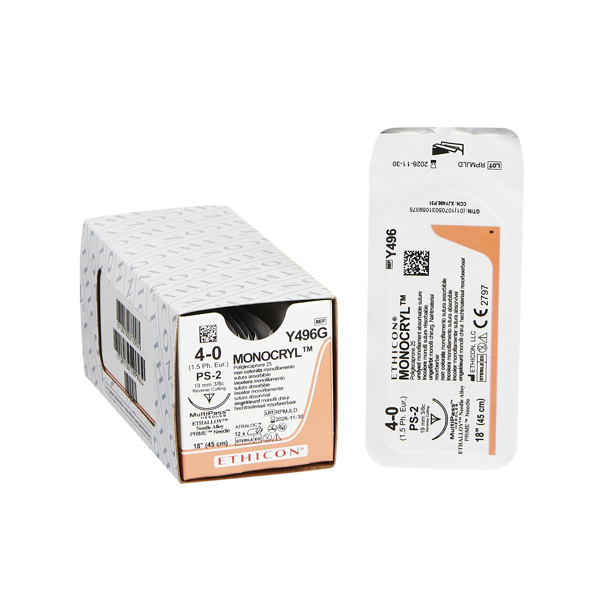 SUTURE, MONOCRYL UD 4-0 18" PS-2 (12/BX)