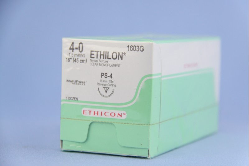 SUTURE, ETHILON CLR MONO 4-0 18" PS-4 (12/BX)